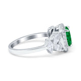 Oval Art Deco Engagement Ring Simulated Cubic Zirconia 925 Sterling Silver
