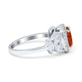 Oval Art Deco Engagement Ring Simulated Cubic Zirconia 925 Sterling Silver