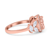 Oval Art Deco Engagement Ring Simulated Cubic Zirconia 925 Sterling Silver