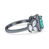 Oval Art Deco Engagement Ring Simulated Cubic Zirconia 925 Sterling Silver