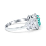 Oval Art Deco Engagement Ring Simulated Cubic Zirconia 925 Sterling Silver