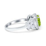 Oval Art Deco Engagement Ring Simulated Cubic Zirconia 925 Sterling Silver