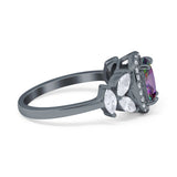 Oval Art Deco Engagement Ring Simulated Cubic Zirconia 925 Sterling Silver