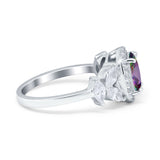 Oval Art Deco Engagement Ring Simulated Cubic Zirconia 925 Sterling Silver