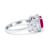 Oval Art Deco Engagement Ring Simulated Cubic Zirconia 925 Sterling Silver