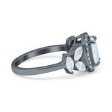 Oval Art Deco Engagement Ring Simulated Cubic Zirconia 925 Sterling Silver