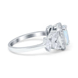 Oval Art Deco Engagement Ring Simulated Cubic Zirconia 925 Sterling Silver