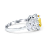 Oval Art Deco Engagement Ring Simulated Cubic Zirconia 925 Sterling Silver