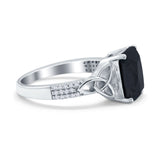 Emerald Cut Celtic Engagement Ring Simulated Cubic Zirconia 925 Sterling Silver