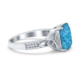Emerald Cut Celtic Engagement Ring Simulated Cubic Zirconia 925 Sterling Silver