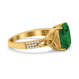 Emerald Cut Celtic Engagement Ring Simulated Cubic Zirconia 925 Sterling Silver