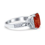 Emerald Cut Celtic Engagement Ring Simulated Cubic Zirconia 925 Sterling Silver