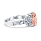 Emerald Cut Celtic Engagement Ring Simulated Cubic Zirconia 925 Sterling Silver