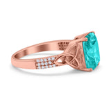 Emerald Cut Celtic Engagement Ring Simulated Cubic Zirconia 925 Sterling Silver