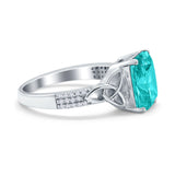 Emerald Cut Celtic Engagement Ring Simulated Cubic Zirconia 925 Sterling Silver
