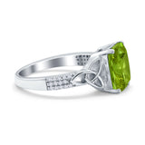 Emerald Cut Celtic Engagement Ring Simulated Cubic Zirconia 925 Sterling Silver