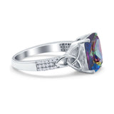 Emerald Cut Celtic Engagement Ring Simulated Cubic Zirconia 925 Sterling Silver