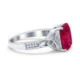 Emerald Cut Celtic Engagement Ring Simulated Cubic Zirconia 925 Sterling Silver