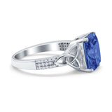 Emerald Cut Celtic Engagement Ring Simulated Cubic Zirconia 925 Sterling Silver
