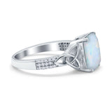 Emerald Cut Celtic Engagement Ring Simulated Cubic Zirconia 925 Sterling Silver