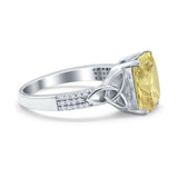 Emerald Cut Celtic Engagement Ring Simulated Cubic Zirconia 925 Sterling Silver