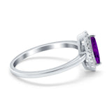 Halo Marquise Engagement Ring Simulated Cubic Zirconia 925 Sterling Silver