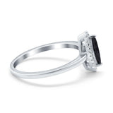 Halo Marquise Engagement Ring Simulated Cubic Zirconia 925 Sterling Silver
