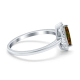 Halo Marquise Engagement Ring Simulated Cubic Zirconia 925 Sterling Silver
