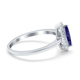 Halo Marquise Engagement Ring Simulated Cubic Zirconia 925 Sterling Silver