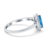 Halo Marquise Engagement Ring Simulated Cubic Zirconia 925 Sterling Silver