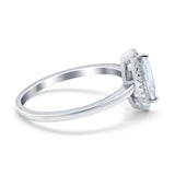 Halo Marquise Engagement Ring Simulated Cubic Zirconia 925 Sterling Silver