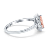 Halo Marquise Engagement Ring Simulated Cubic Zirconia 925 Sterling Silver