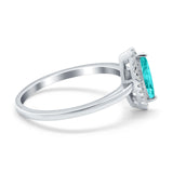 Halo Marquise Engagement Ring Simulated Cubic Zirconia 925 Sterling Silver