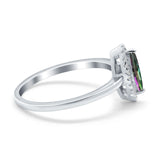 Halo Marquise Engagement Ring Simulated Cubic Zirconia 925 Sterling Silver