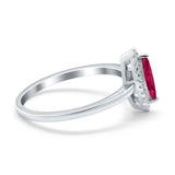 Halo Marquise Engagement Ring Simulated Cubic Zirconia 925 Sterling Silver