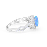Art Deco Twisted Shank Wedding Ring Oval Round Cubic Zirconia 925 Sterling Silver