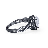 Art Deco Twisted Shank Wedding Ring Oval Round Cubic Zirconia 925 Sterling Silver