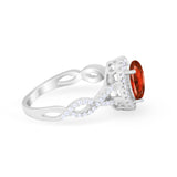 Art Deco Twisted Shank Wedding Ring Oval Round Cubic Zirconia 925 Sterling Silver