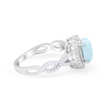 Art Deco Twisted Shank Wedding Ring Oval Round Cubic Zirconia 925 Sterling Silver