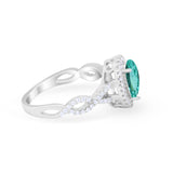 Art Deco Twisted Shank Wedding Ring Oval Round Cubic Zirconia 925 Sterling Silver