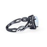 Art Deco Twisted Shank Wedding Ring Oval Round Cubic Zirconia 925 Sterling Silver