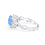 Art Deco Twisted Shank Wedding Ring Oval Round Cubic Zirconia 925 Sterling Silver