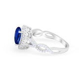 Art Deco Twisted Shank Wedding Ring Oval Round Cubic Zirconia 925 Sterling Silver