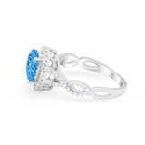 Art Deco Twisted Shank Wedding Ring Oval Round Cubic Zirconia 925 Sterling Silver