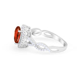 Art Deco Twisted Shank Wedding Ring Oval Round Cubic Zirconia 925 Sterling Silver
