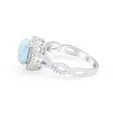 Art Deco Twisted Shank Wedding Ring Oval Round Cubic Zirconia 925 Sterling Silver