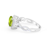 Art Deco Twisted Shank Wedding Ring Oval Round Cubic Zirconia 925 Sterling Silver