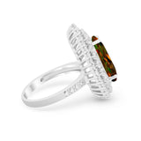 Teardrop Cocktail Ring Pear Round Cubic Zirconia 925 Sterling Silver