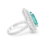 Teardrop Cocktail Ring Pear Round Cubic Zirconia 925 Sterling Silver