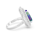 Teardrop Cocktail Ring Pear Round Cubic Zirconia 925 Sterling Silver
